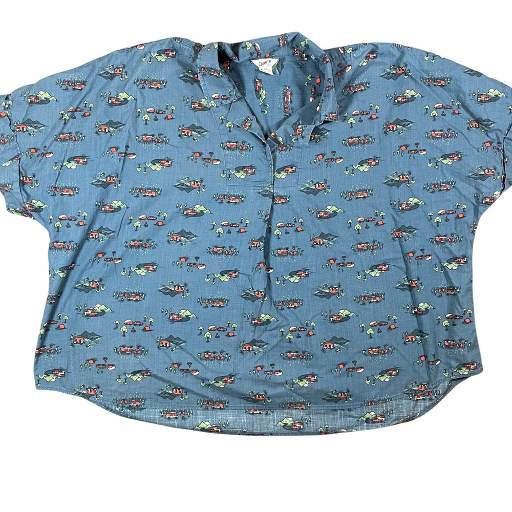 Duluth Trading Co Women's Organic Cotton Camping Print Popover Shirt Size 3X